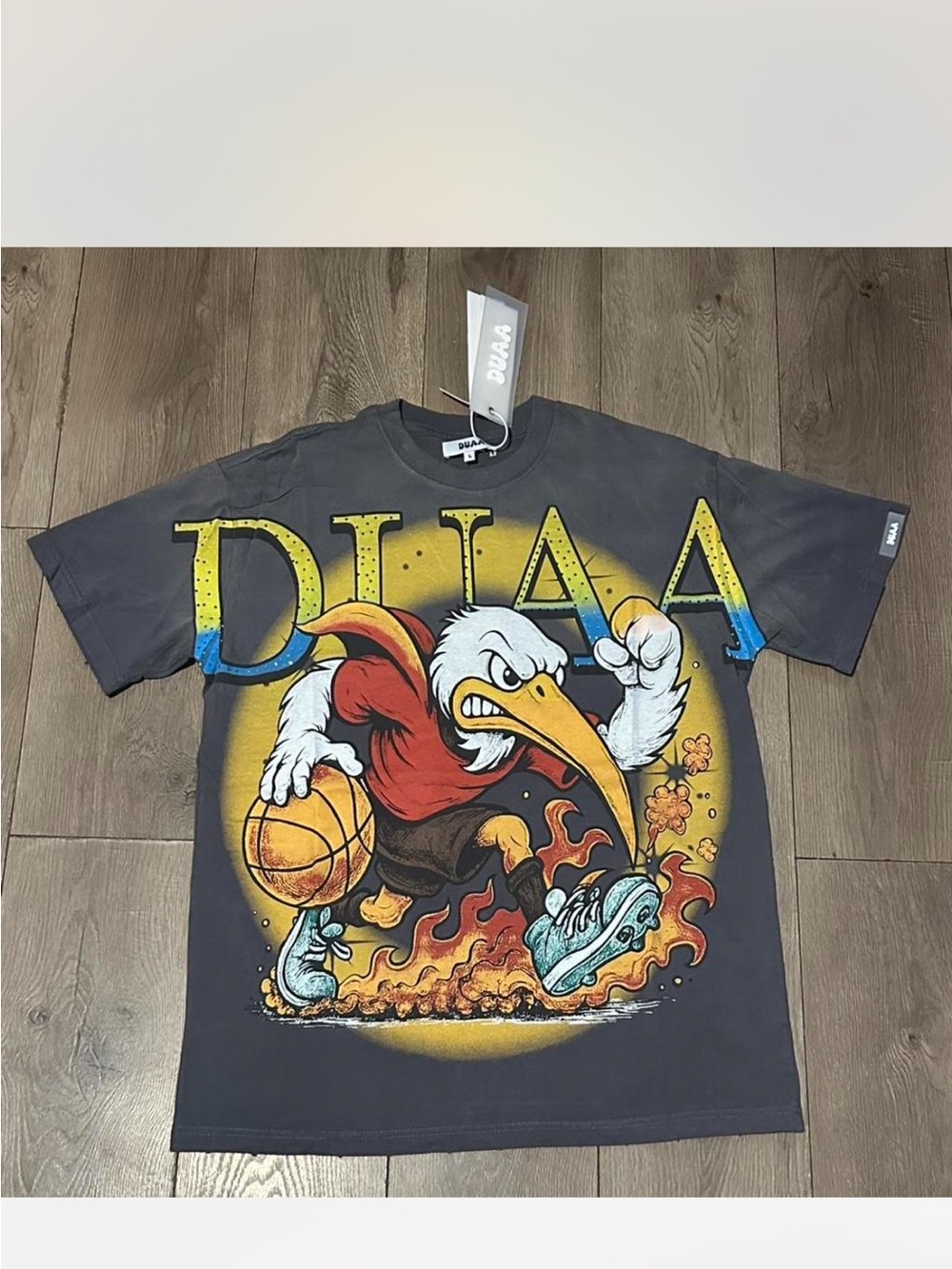 Graphic Short Sleeve Tee in Charcoal with Basketball Eagle